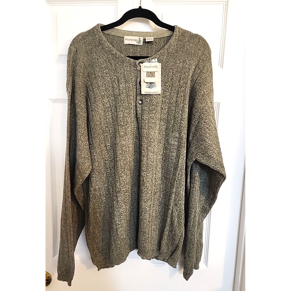 FieldMaster Men's Sweater Size 2XL Gray Hong Kong 100% Cotton NWT Vintage